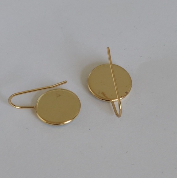 Hand Crafted Boho Gold Green Jade Gemstone Circle Drop Dangle Earrings - Picture 10 of 10